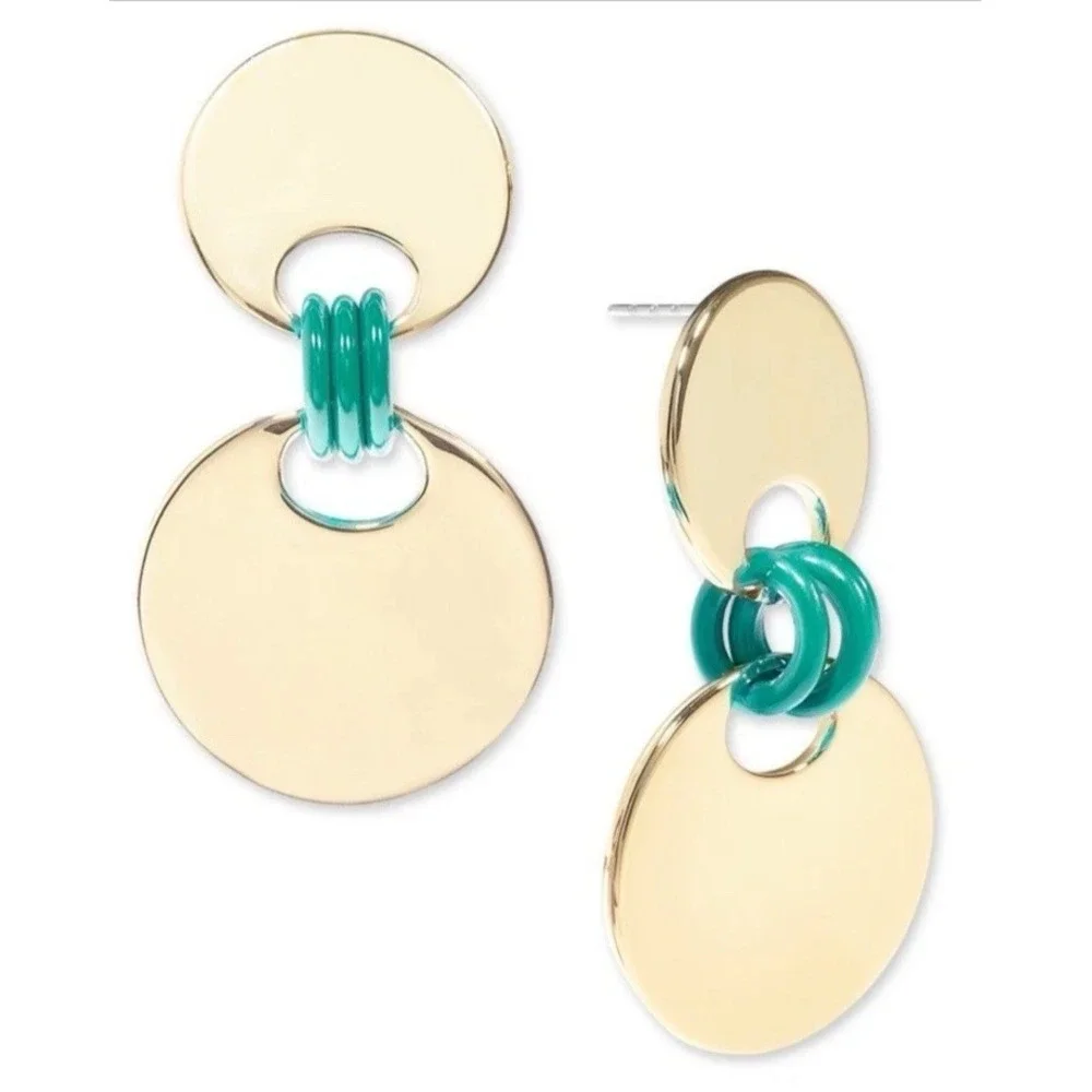 On 34th Gold-Tone Disc & Color Ring Drop Earrings for Women‎ NWT